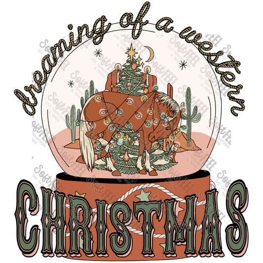 Dreaming Of A Western Christmas Horse - Christmas - Direct To Film Transfer / DTF - Heat Press Clothing Transfer