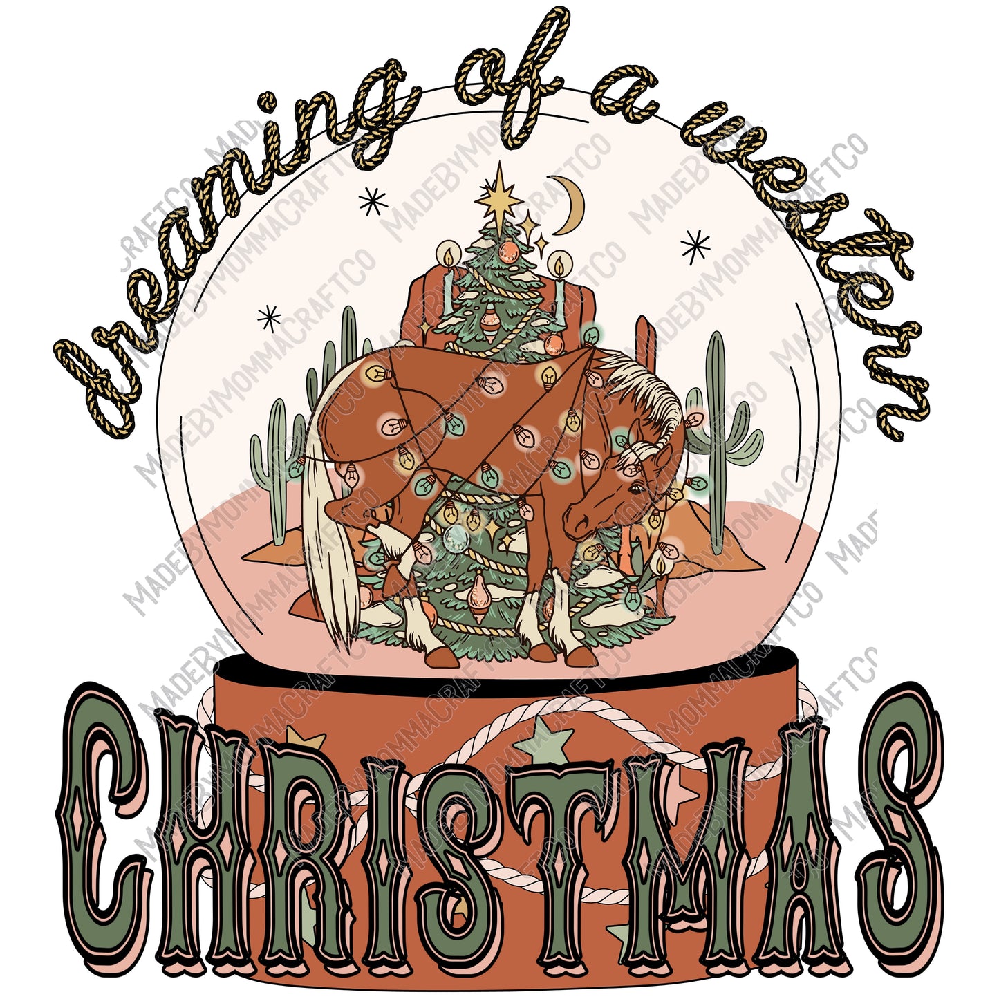 Dreaming Of A Western Christmas Horse - Christmas - Cheat Clear Waterslide™ or White Cast Sticker