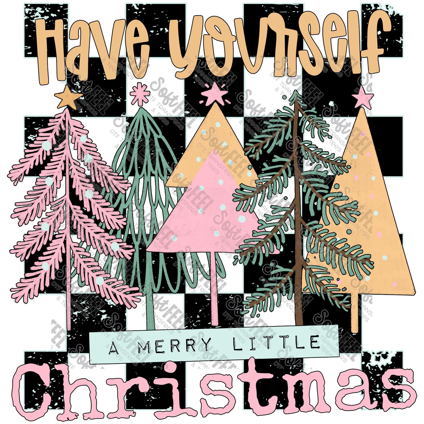 Have Yourself A Merry Little Christmas Check - Christmas - Direct To Film Transfer / DTF - Heat Press Clothing Transfer