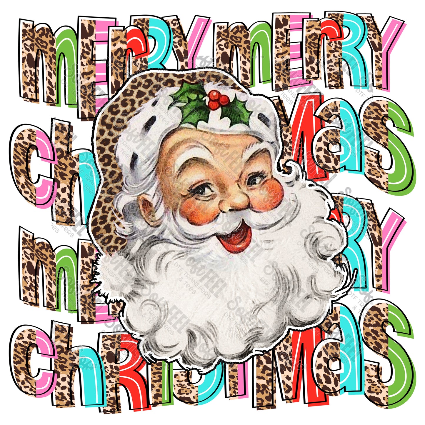 Merry Merry Christmas Santa - Christmas - Direct To Film Transfer / DTF - Heat Press Clothing Transfer