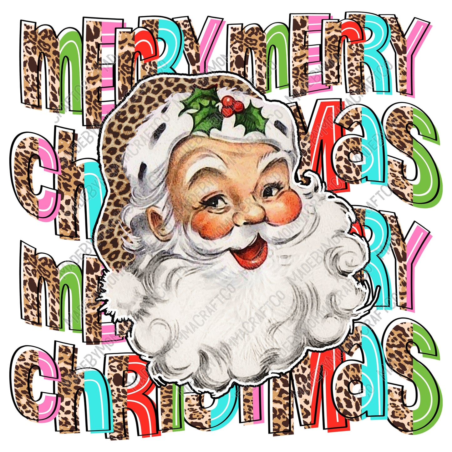 Merry Merry Christmas Santa - Christmas - Cheat Clear Waterslide™ or White Cast Sticker