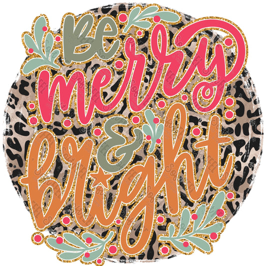 Merry And Bright Leopard - Christmas - Direct To Film Transfer / DTF - Heat Press Clothing Transfer