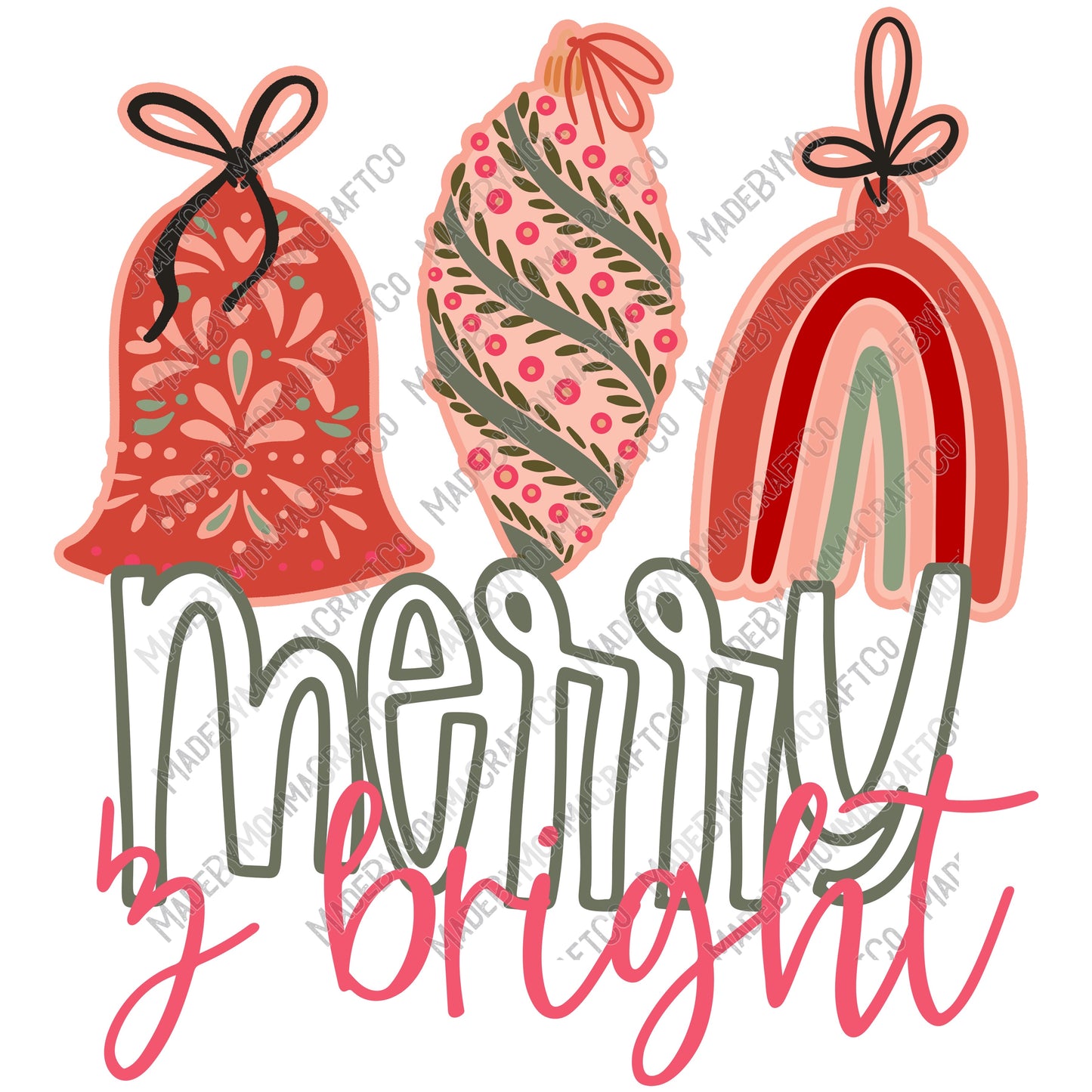 Merry And Bright Ornaments - Christmas - Cheat Clear Waterslide™ or White Cast Sticker