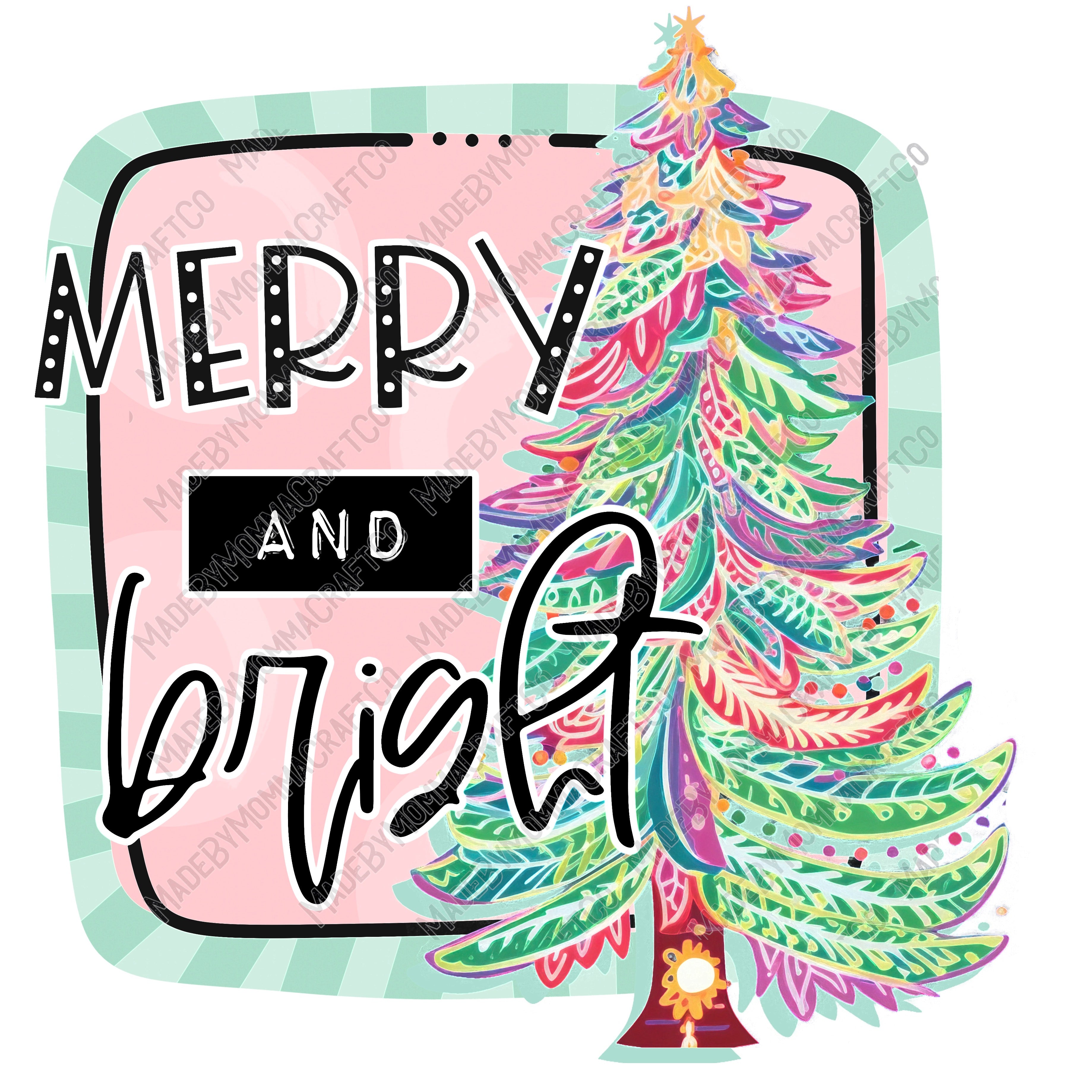 Merry And Bright - Christmas - Cheat Clear Waterslide™ or White Cast Sticker