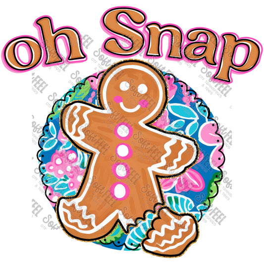 Oh Snap Gingerbread Man - Christmas - Direct To Film Transfer / DTF - Heat Press Clothing Transfer