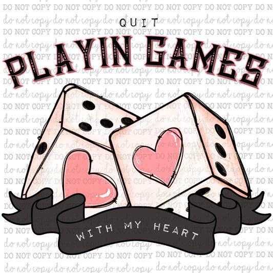 Quit Playin Games Dice - Cheat Clear Waterslide™ or White Cast Sticker