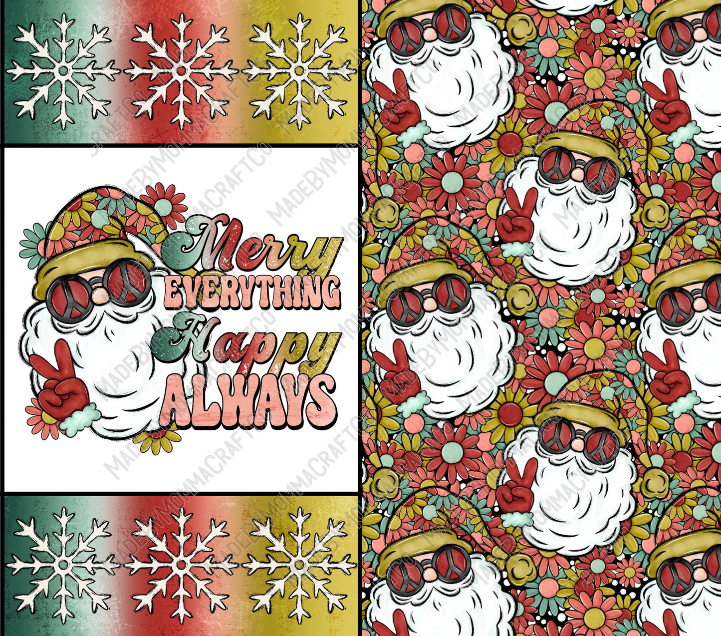 Merry Everything Tumbler - Sublimation or Waterslide Wrap - 20oz and 30oz