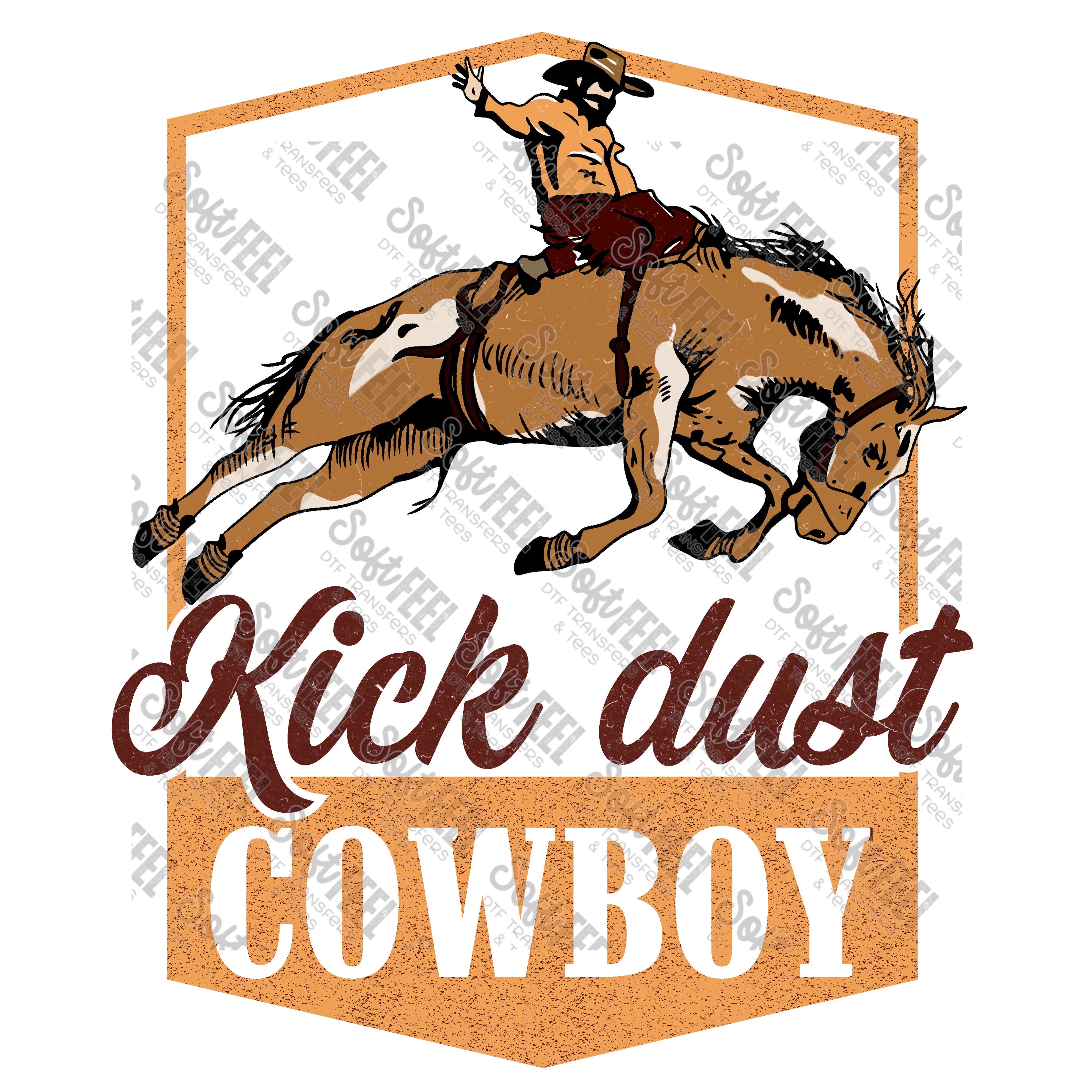 Kick Dust Cowboy - Youth / Men&#39;s / Western - Direct To Film Transfer / DTF - Heat Press Clothing Transfer