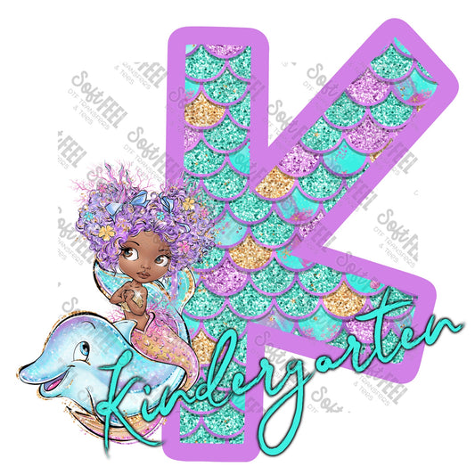 Kinder Mermaid 1 - School and Teacher / Youth - Direct To Film Transfer / DTF - Heat Press Clothing Transfer