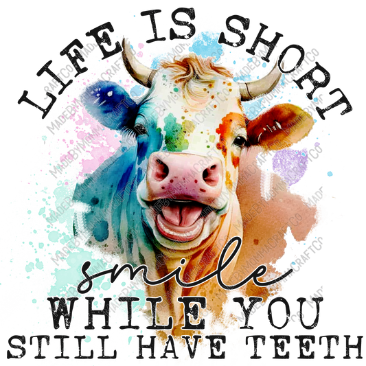 Cow Life Is Short Smile - Cheat Clear Waterslide™ or White Cast Sticker