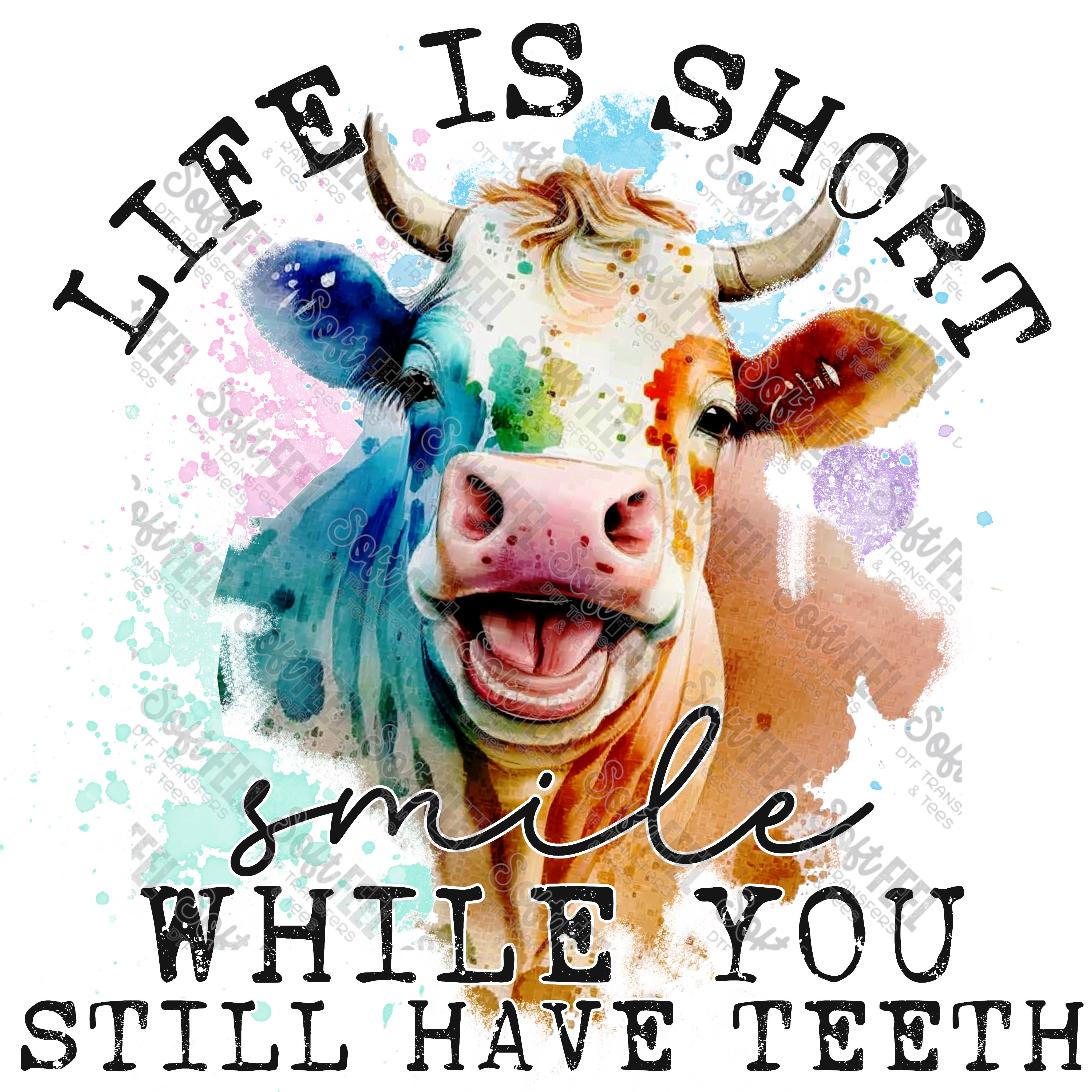 Life is Short Smile While You Still Have Teeth - Humor / Western - Direct To Film Transfer / DTF - Heat Press Clothing Transfer