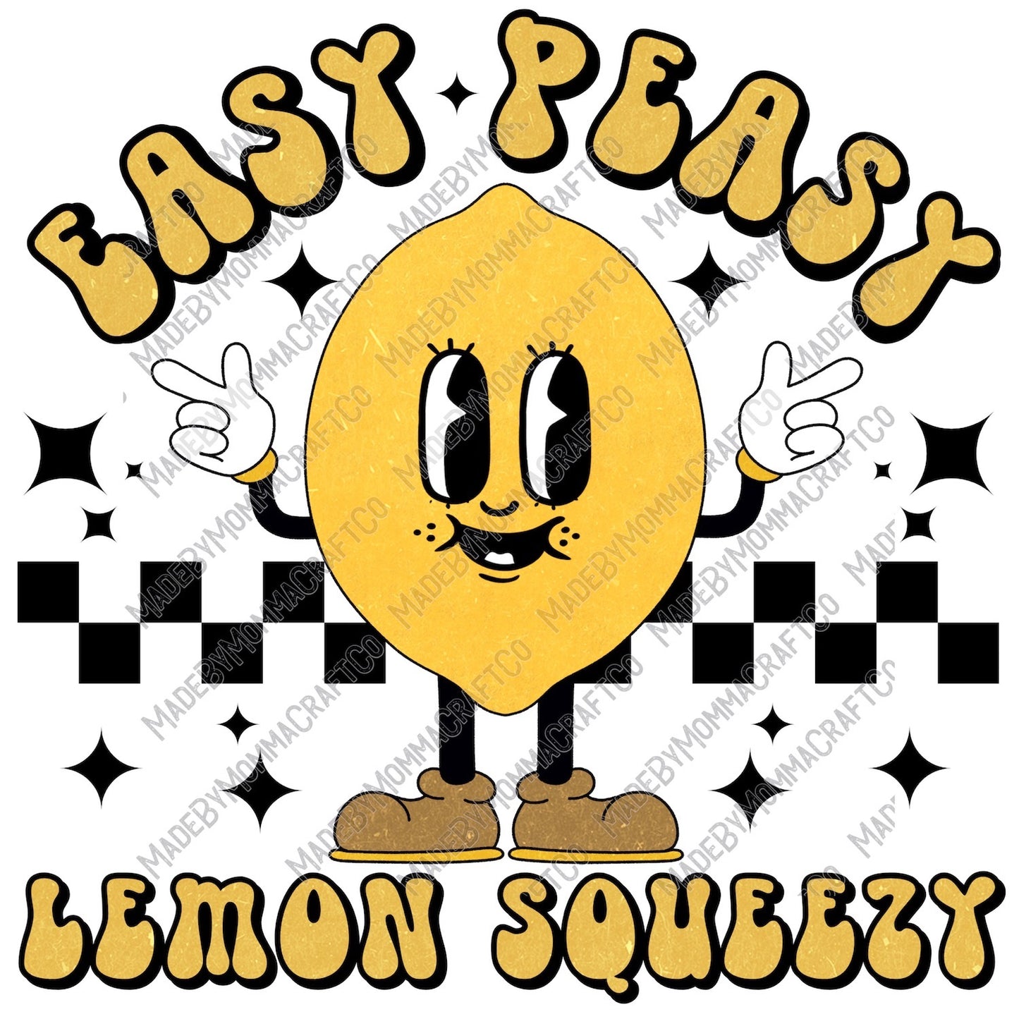 Easy Peasy Lemon Squeezy Checkered - Retro - Cheat Clear Waterslide™ or White Cast Sticker