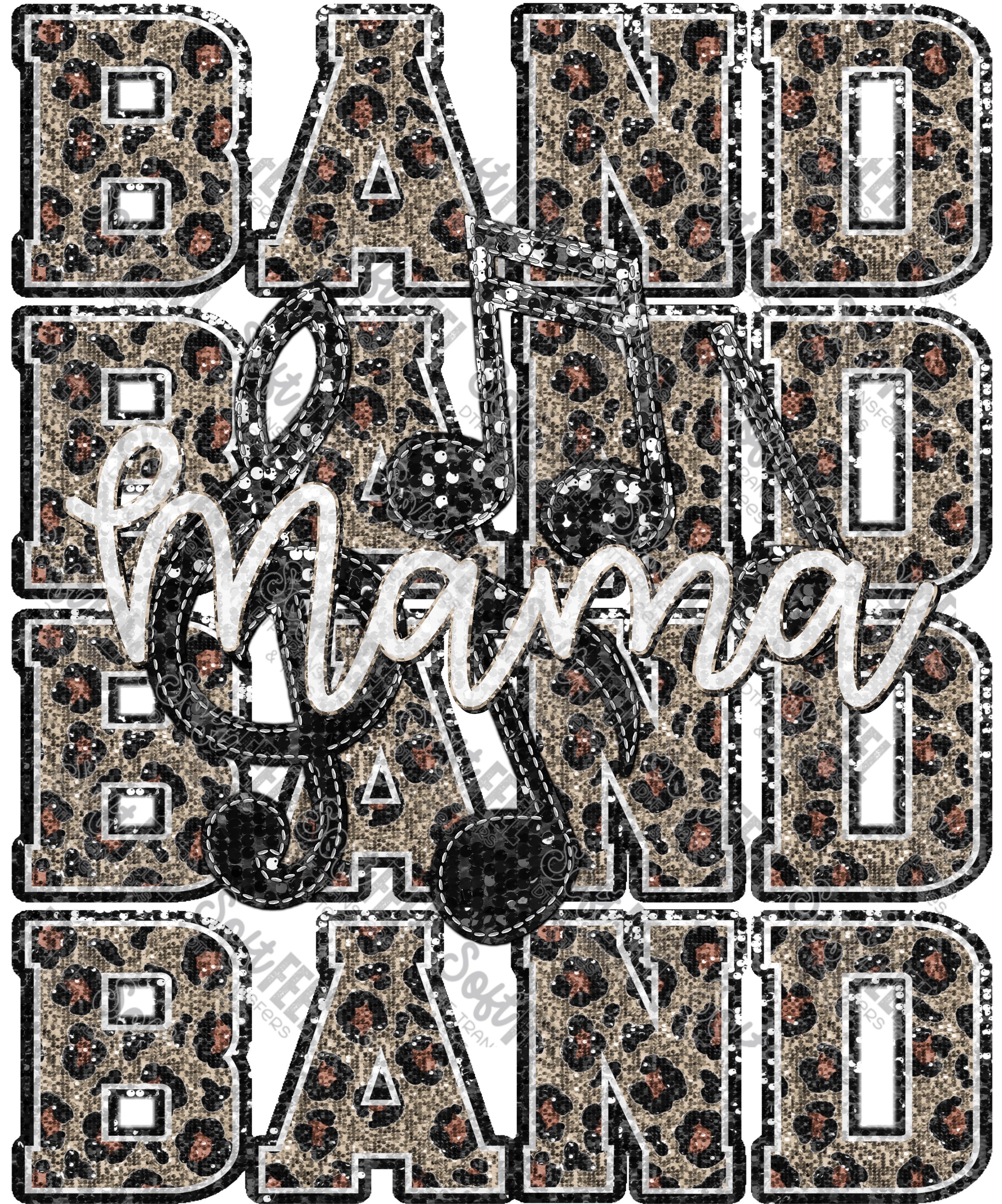 Leopard Band Mama - Women&#39;s / Sports - Direct To Film Transfer / DTF - Heat Press Clothing Transfer