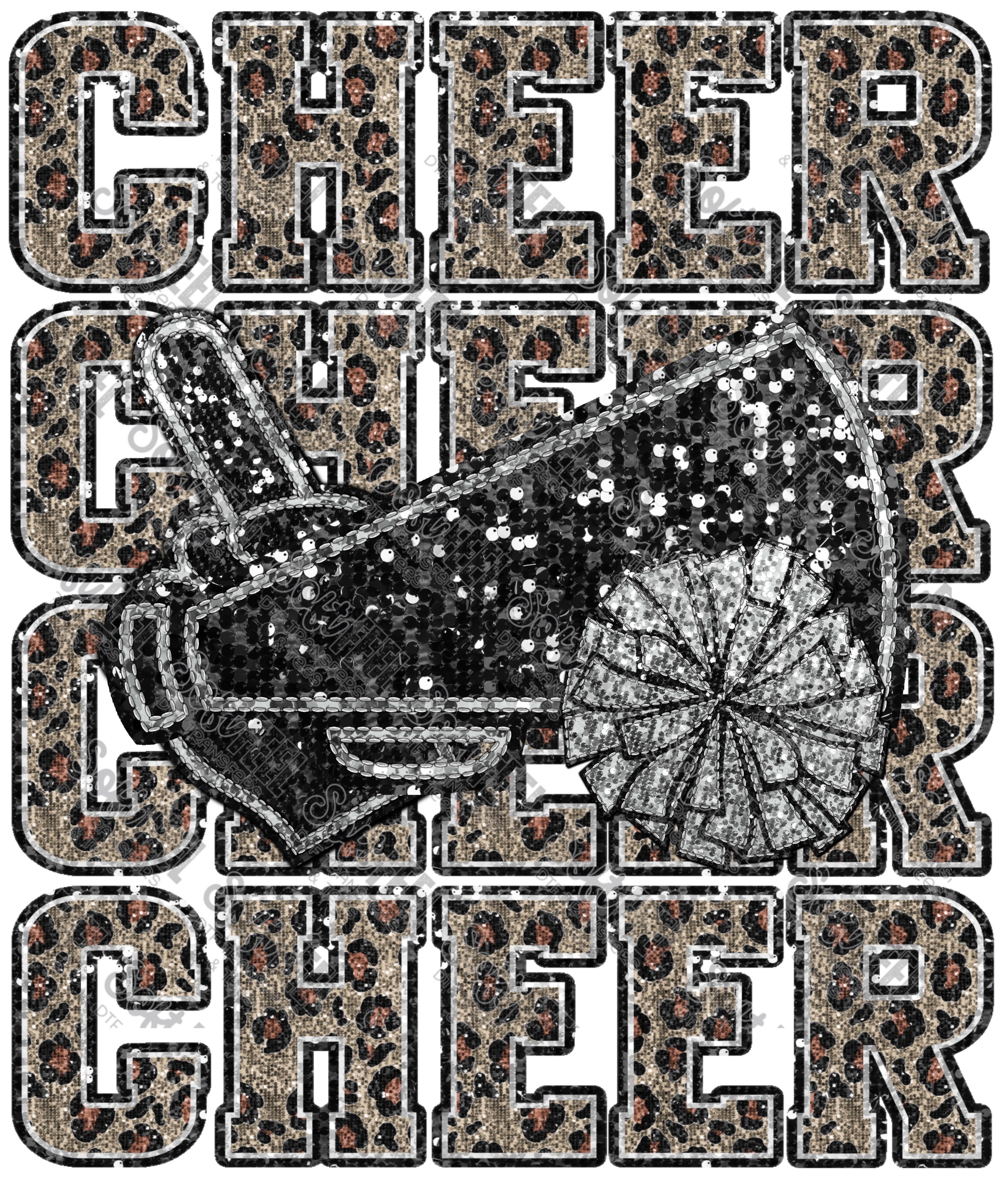 Leopard Cheer - Women&#39;s / Sports - Direct To Film Transfer / DTF - Heat Press Clothing Transfer