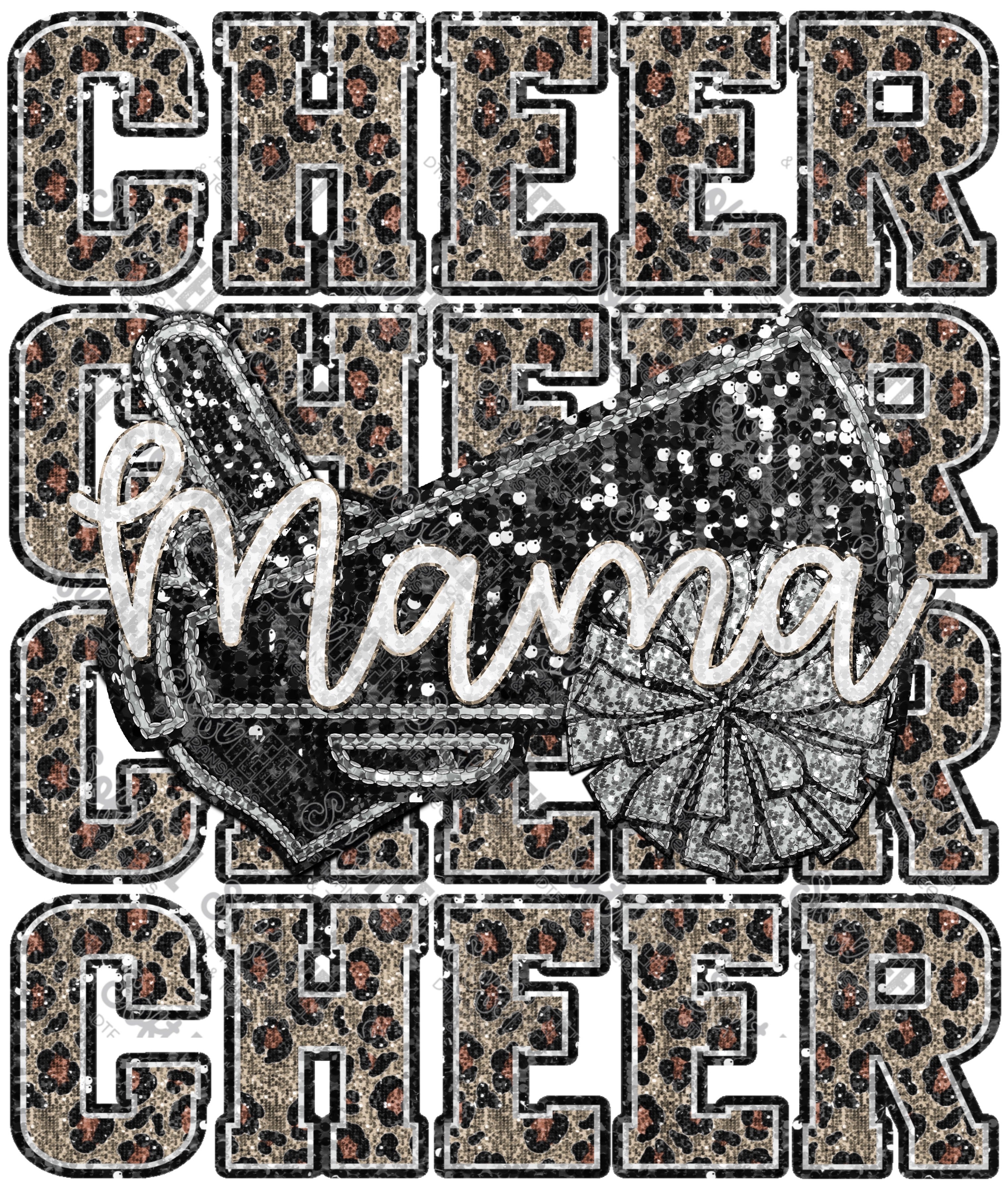 Leopard Cheer Mama - Women&#39;s / Sports - Direct To Film Transfer / DTF - Heat Press Clothing Transfer