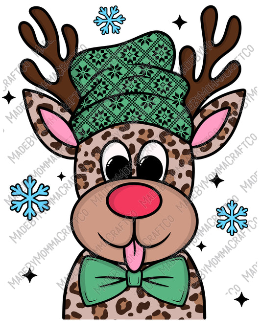 Leopard Reindeer Boy - Christmas - Cheat Clear Waterslide™ or White Cast Sticker