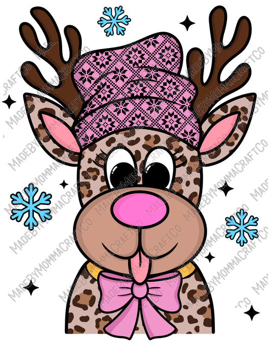 Leopard Reindeer Girl - Christmas - Cheat Clear Waterslide™ or White Cast Sticker