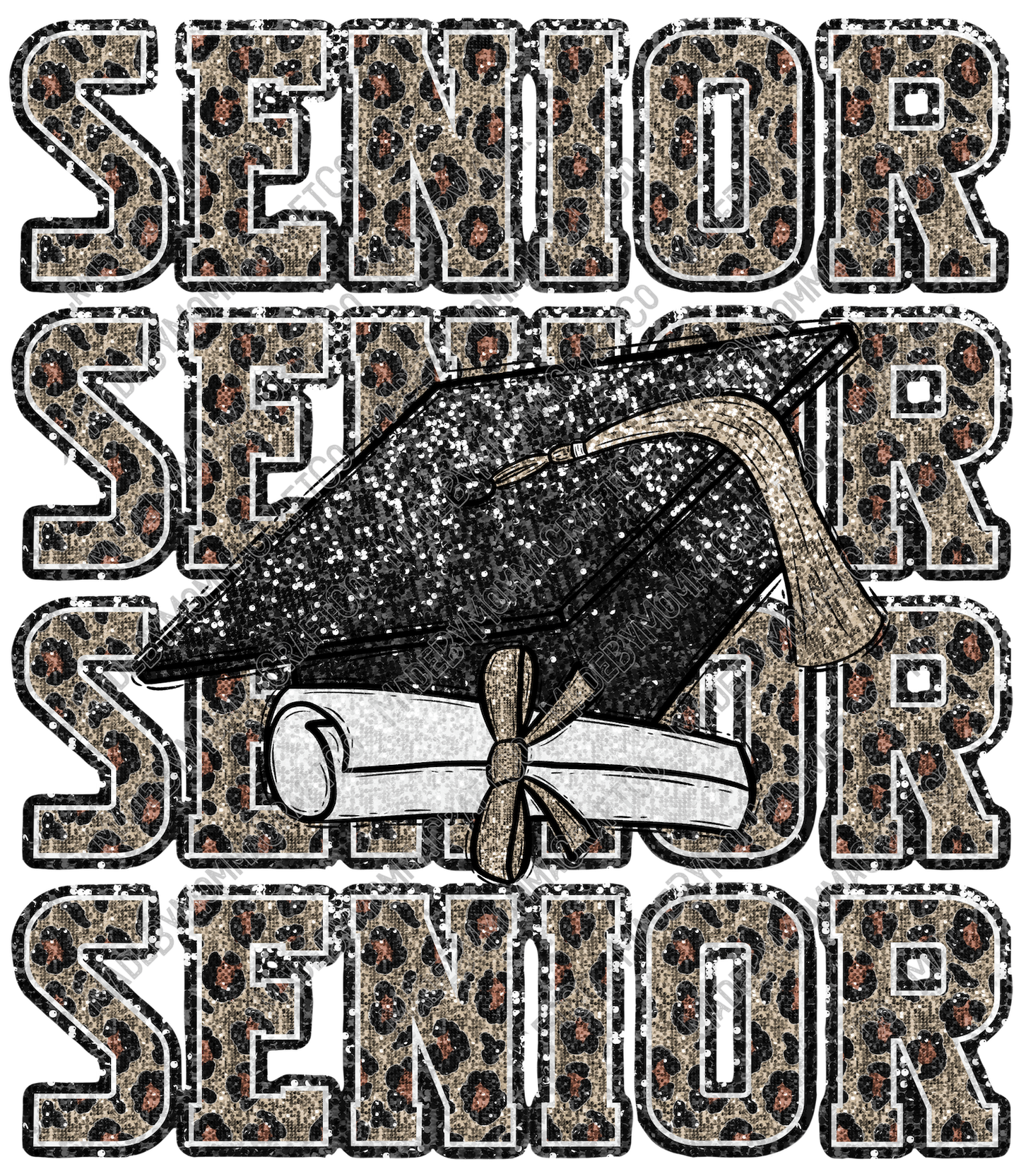 Senior Glitter Sequins - Cheat Clear Waterslide™ or White Cast Sticker