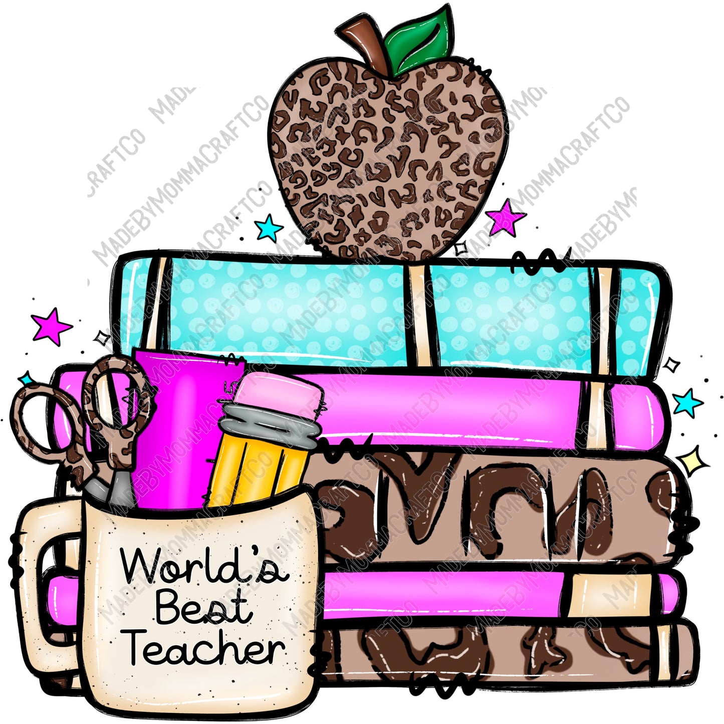 Worlds Best Teacher - Back to School - Cheat Clear Waterslide™ or White Cast Sticker