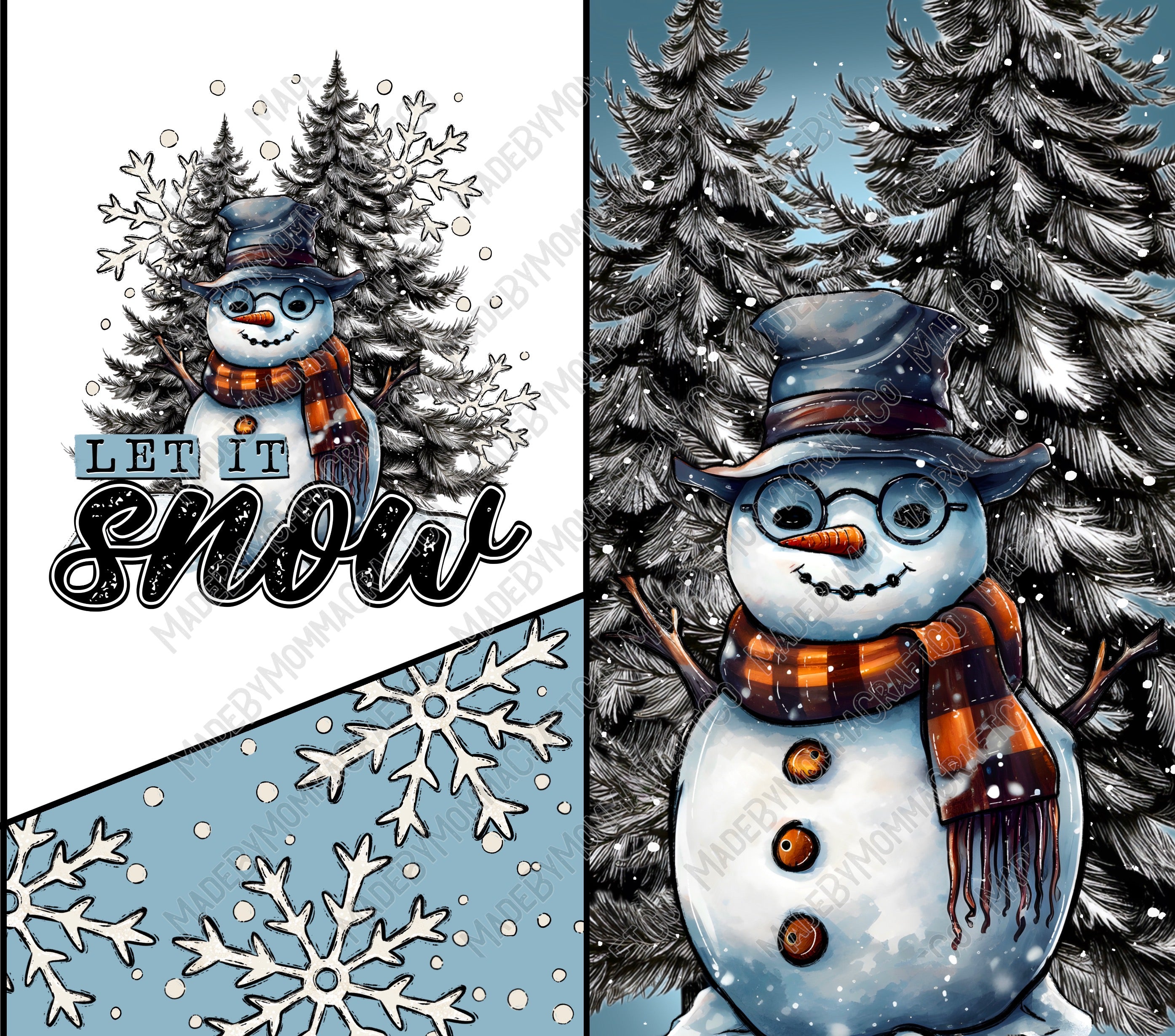 Let It Snow - Sublimation or Waterslide Wrap - 20oz and 30oz