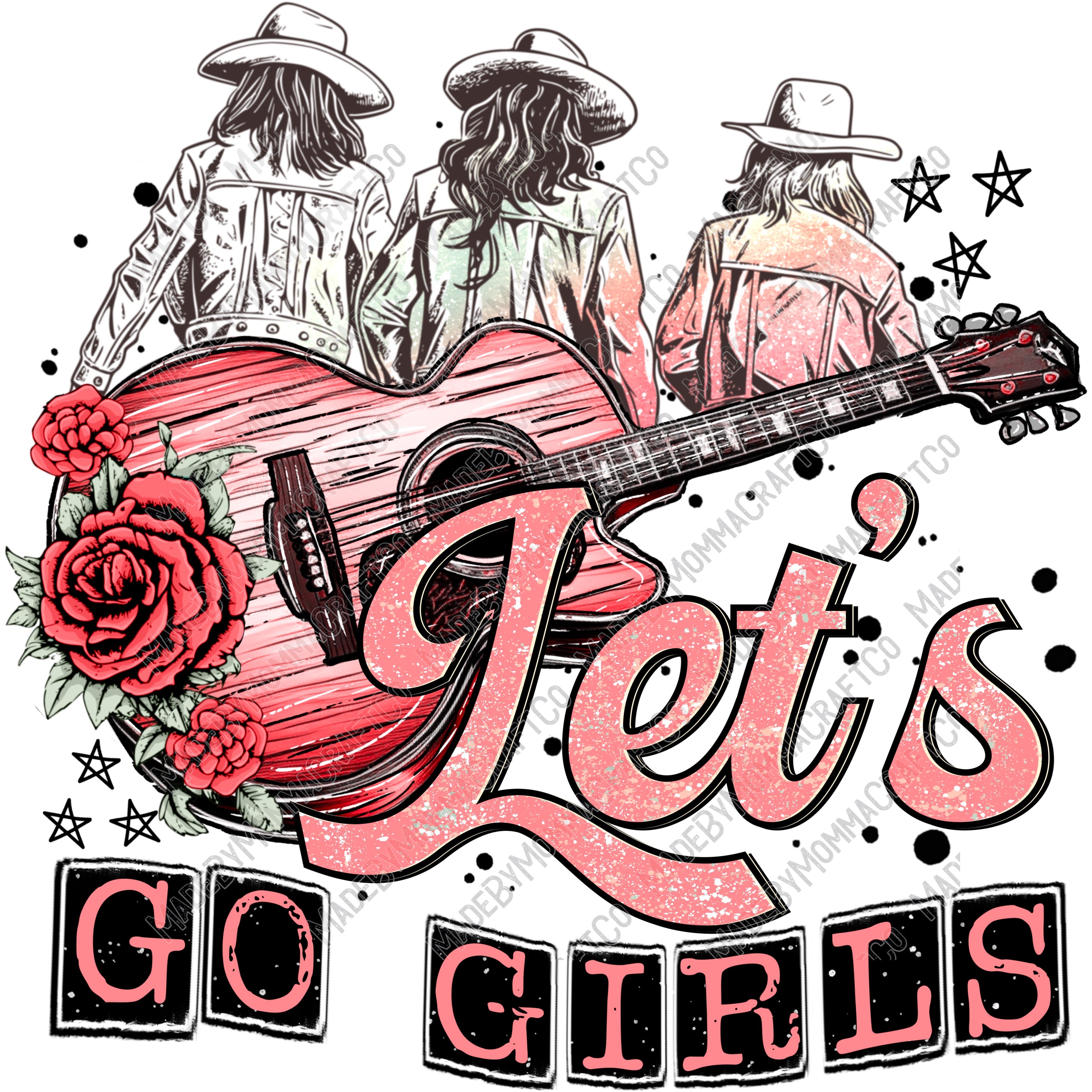 Let&#39;s Go Girls - Country Western - Cheat Clear Waterslide™ or White Cast Sticker