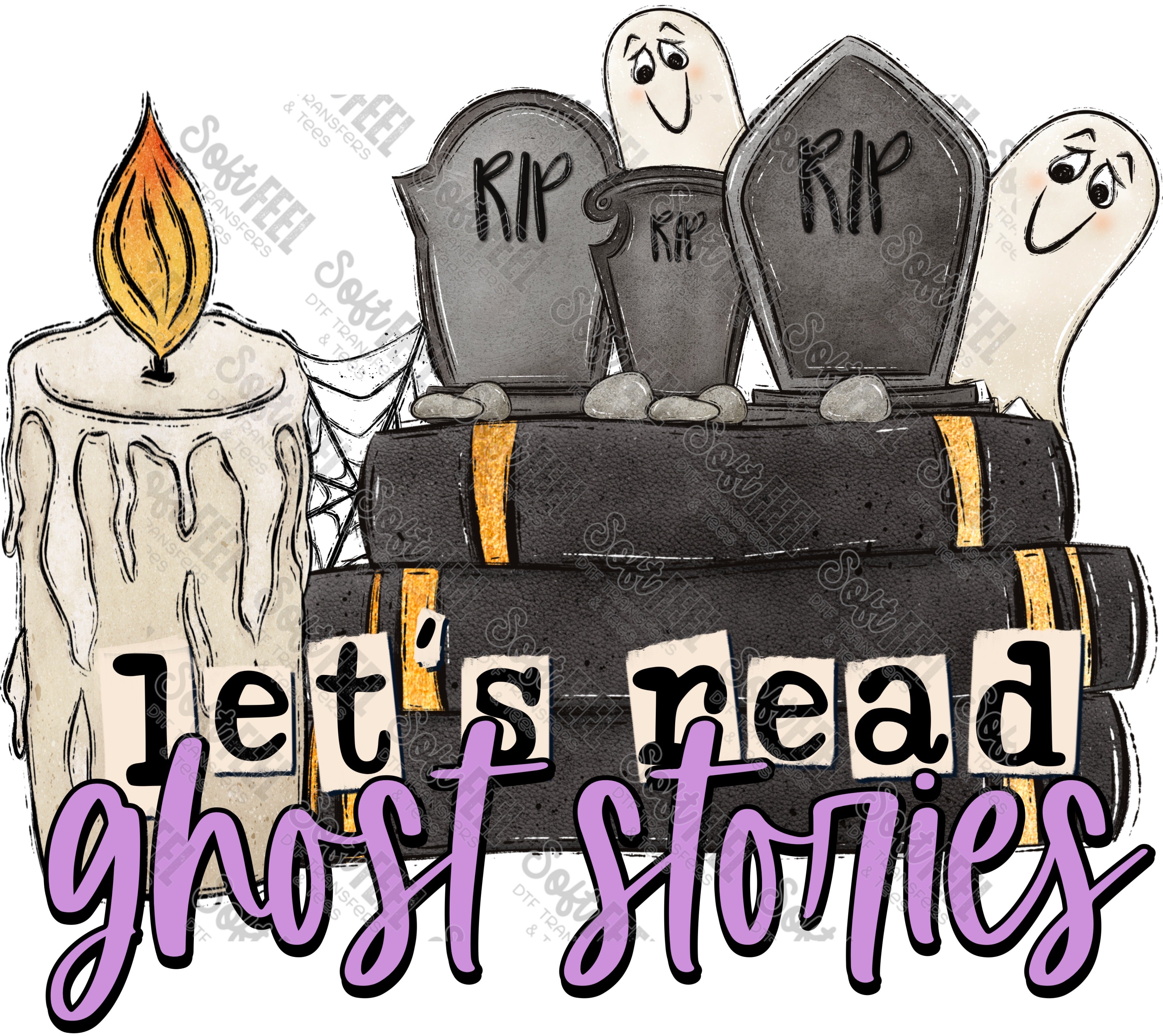 Let&#39;s Read Ghost Stories - Halloween / Horror - Direct To Film Transfer / DTF - Heat Press Clothing Transfer