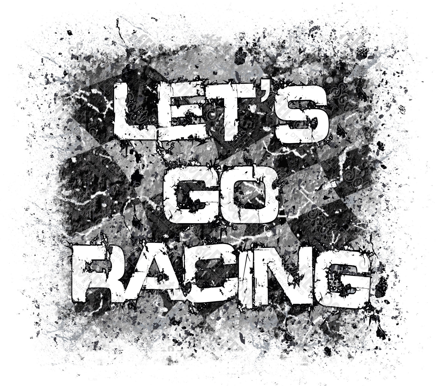 Let's Go Racing Flag Design - Men's / Sports - Direct To Film Transfer / DTF - Heat Press Clothing Transfer