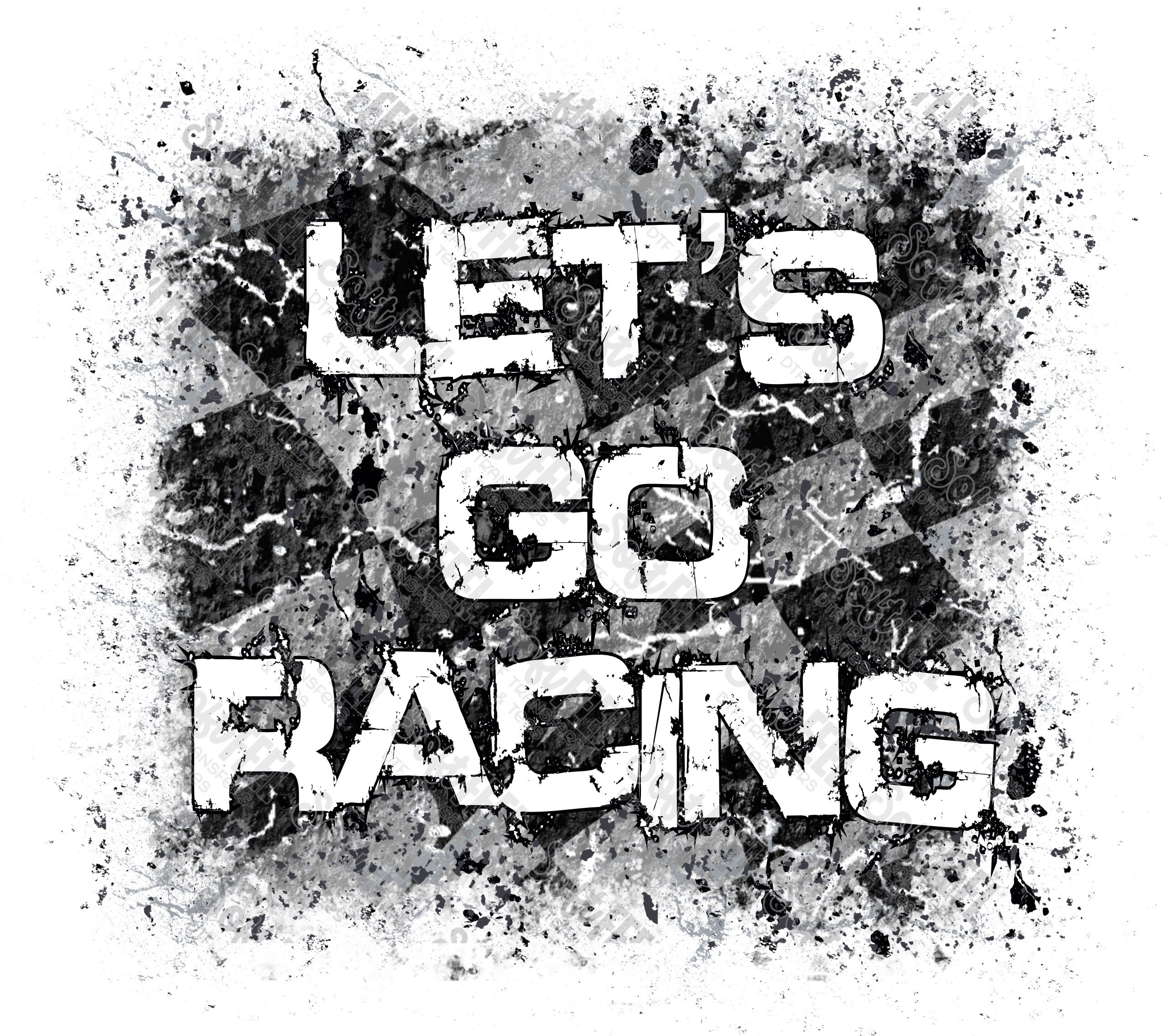 Let&#39;s Go Racing Flag Design - Men&#39;s / Sports - Direct To Film Transfer / DTF - Heat Press Clothing Transfer