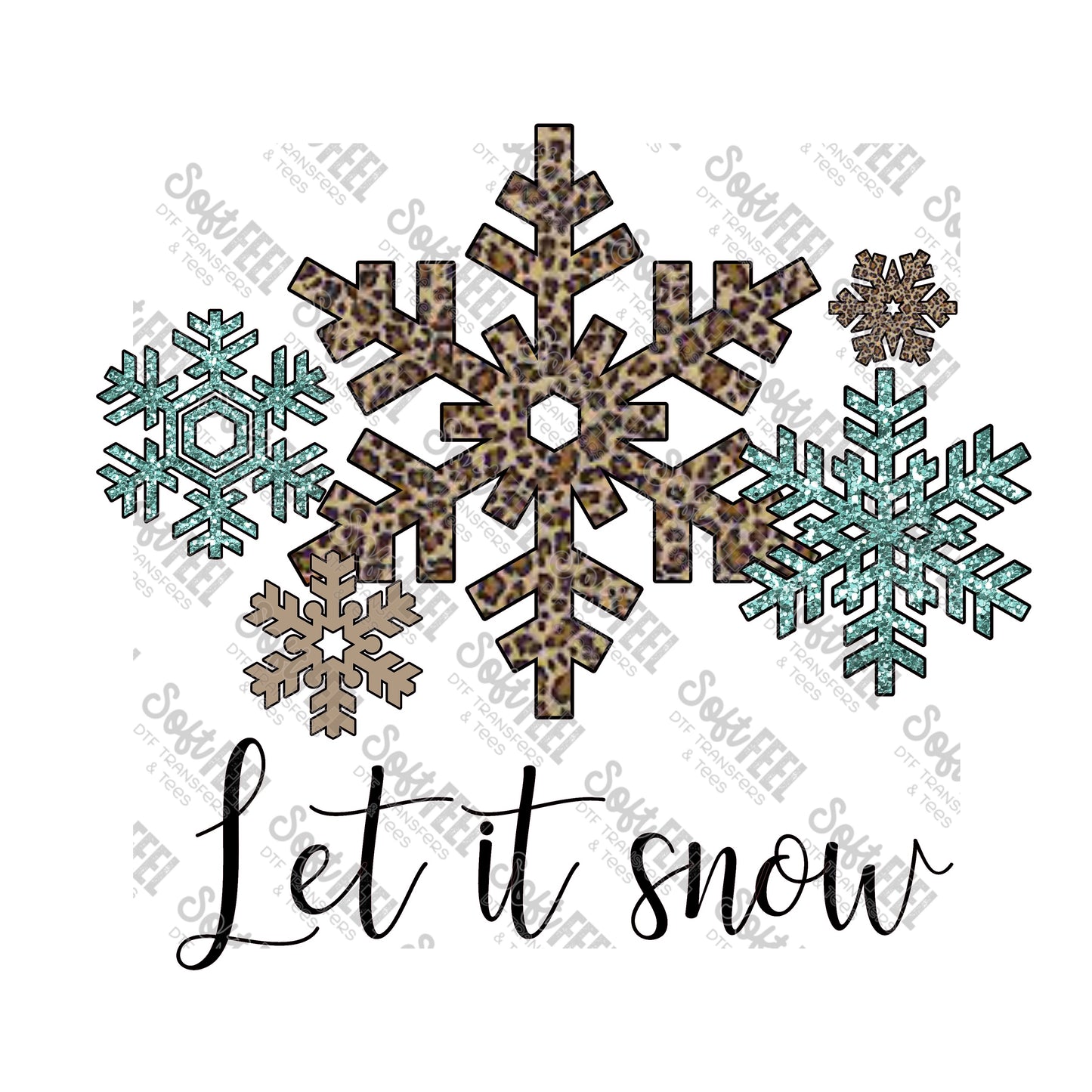 Let It Snow - Christmas - Direct To Film Transfer / DTF - Heat Press Clothing Transfer