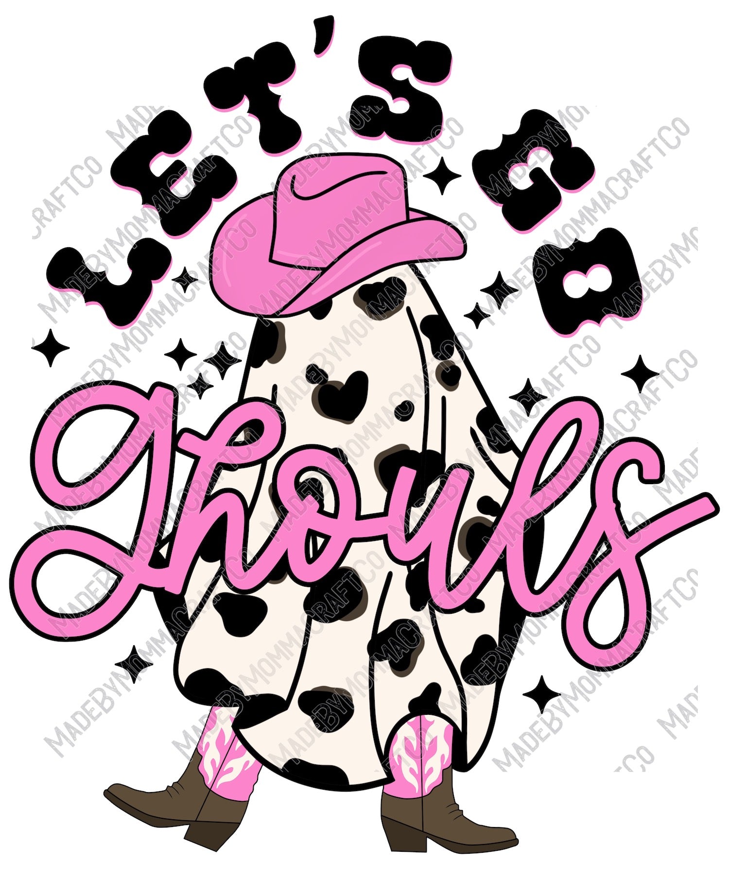 Let&#39;s Go Ghouls Ghost Retro Halloween - Country Western - Cheat Clear Waterslide™ or White Cast Sticker