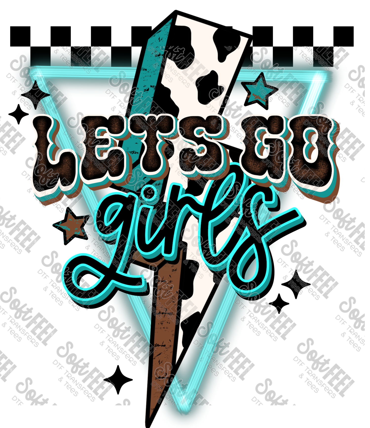 Lightning Let&#39;s Go Girls - Women&#39;s / Western - Direct To Film Transfer / DTF - Heat Press Clothing Transfer