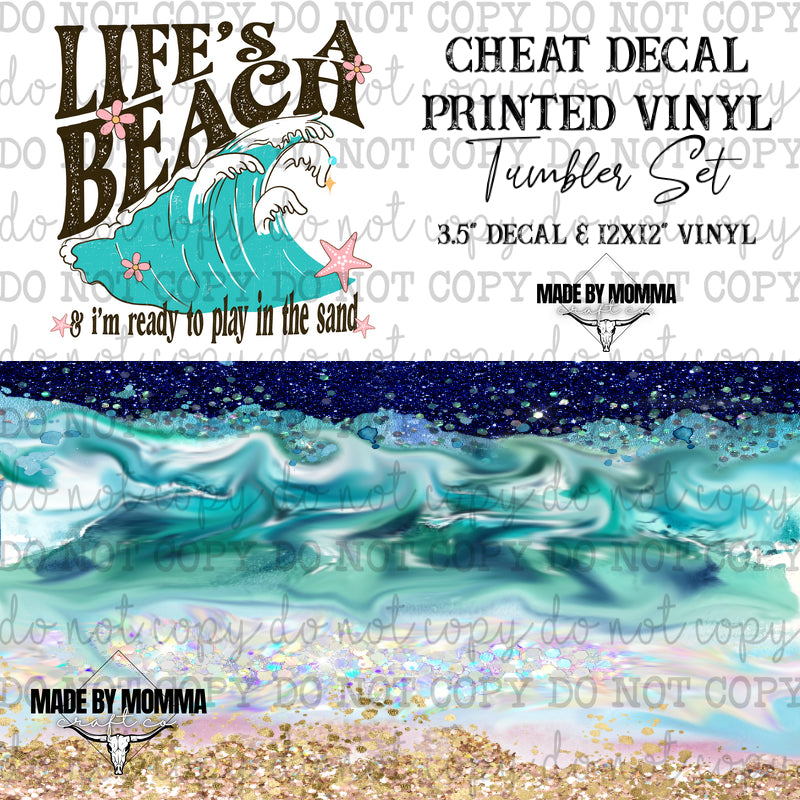 Life&#39;s a Beach - Vinyl &amp; Decal Tumbler Set