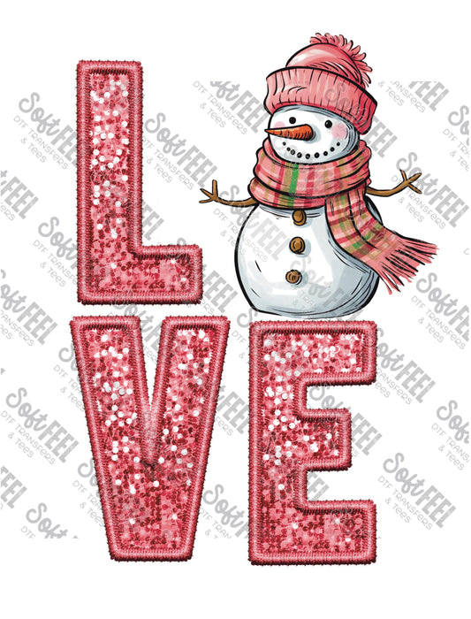 Love Sequin Frosty - Faux Embroidery / Christmas - Direct To Film Transfer / DTF - Heat Press Clothing Transfer