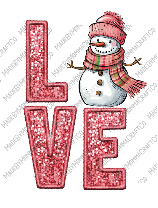 Love Sequin Frosty - Faux Embroidery / Christmas - Cheat Clear Waterslide™ or White Cast Sticker