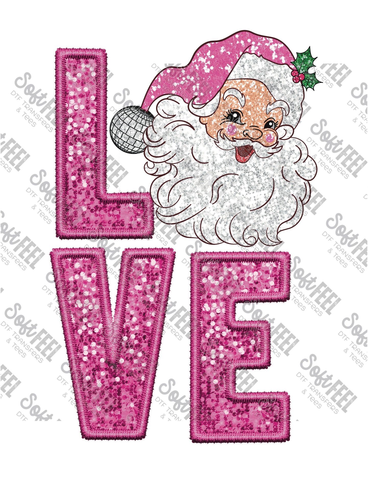 Love Sequin Santa 2 - Christmas - Direct To Film Transfer / DTF - Heat Press Clothing Transfer