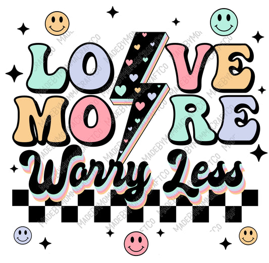 Love More Worry Less Retro - Cheat Clear Waterslide™ or White Cast Sticker