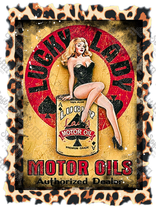 Lucky Lady Motor Oils - Women's - Direct To Film Transfer / DTF - Heat Press Clothing Transfer