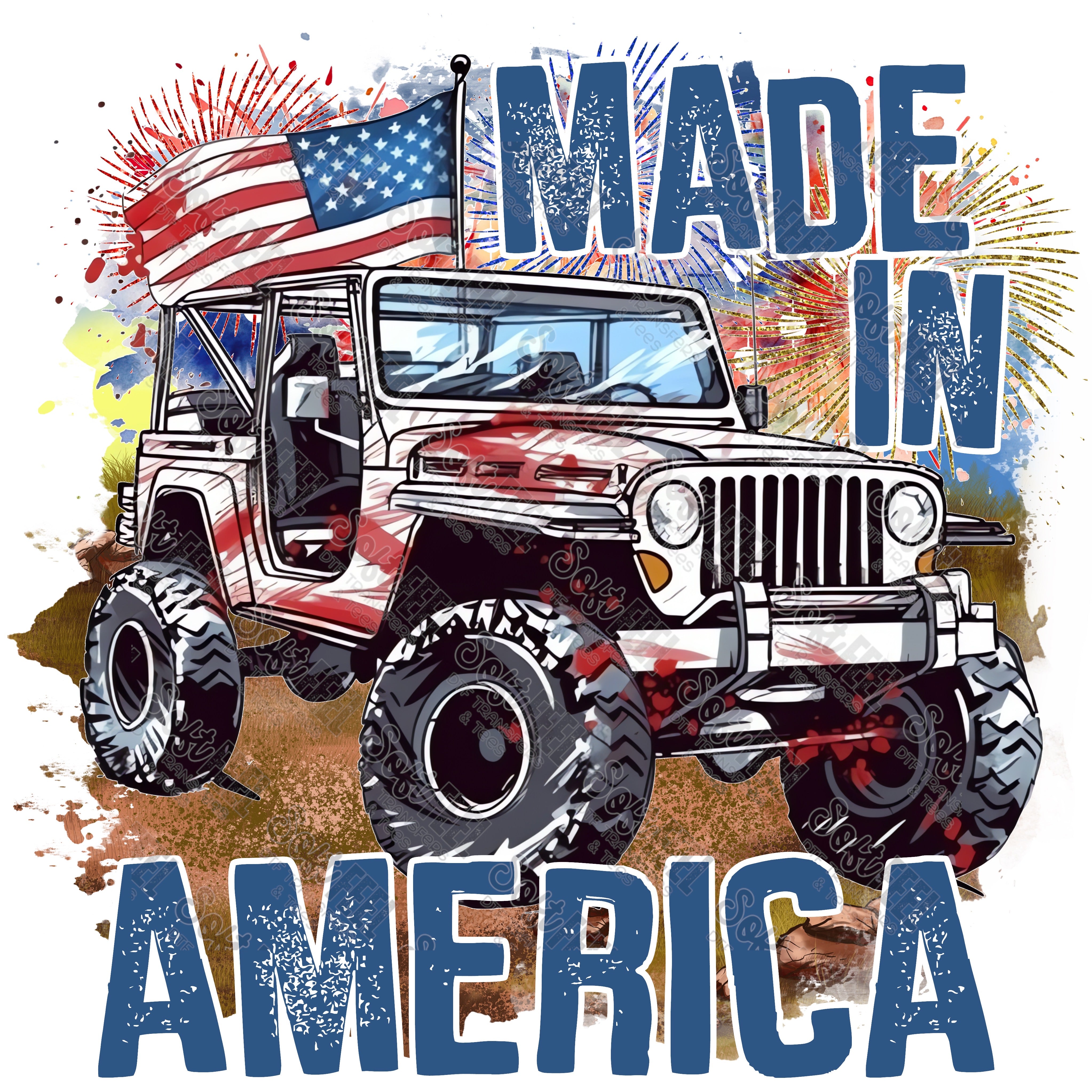 Made In America 4th Of July - Patriotic / Men&#39;s - Direct To Film Transfer / DTF - Heat Press Clothing Transfer