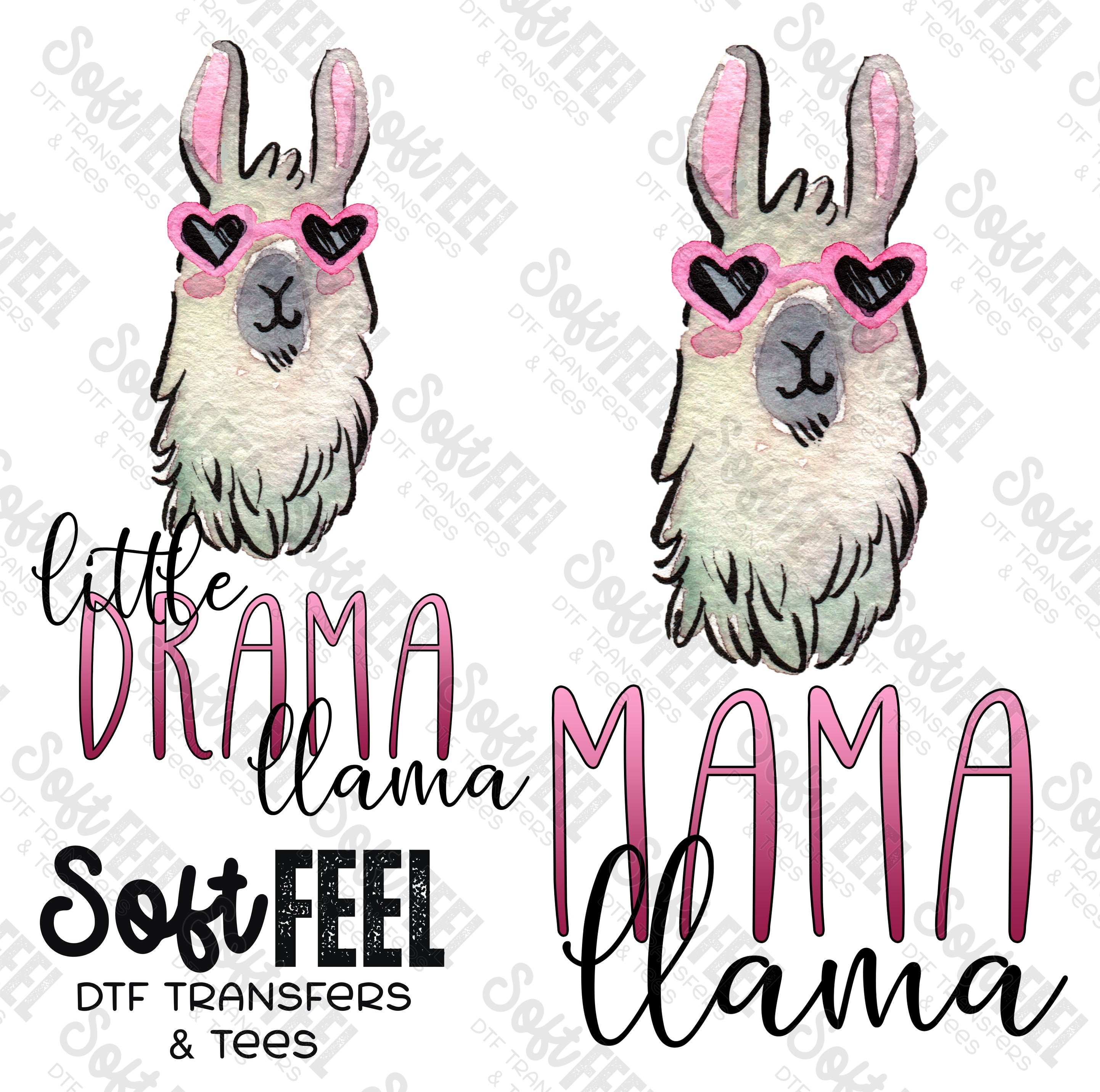 Mama Llama Set - Mama Mini Set / Youth / Women&#39;s - Direct To Film Transfer / DTF - Heat Press Clothing Transfer