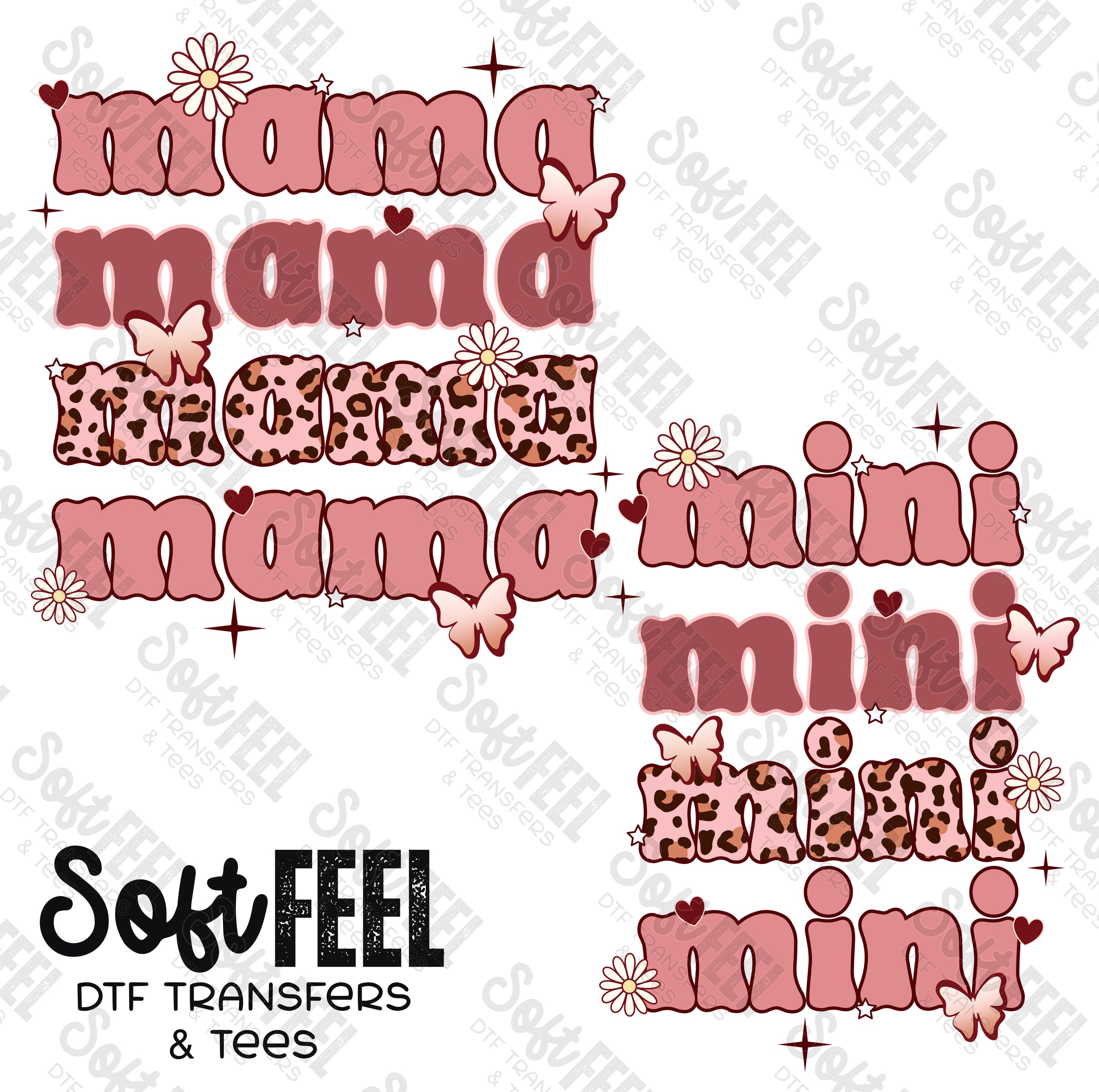 Mama Mini Boho - Mama Mini Set / Youth / Women&#39;s - Direct To Film Transfer / DTF - Heat Press Clothing Transfer