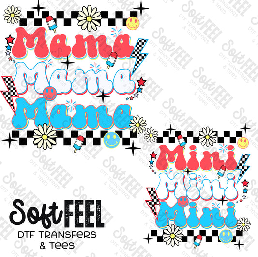 Mama Mini Retro America - Mama Mini Set / Youth / Women's - Direct To Film Transfer / DTF - Heat Press Clothing Transfer