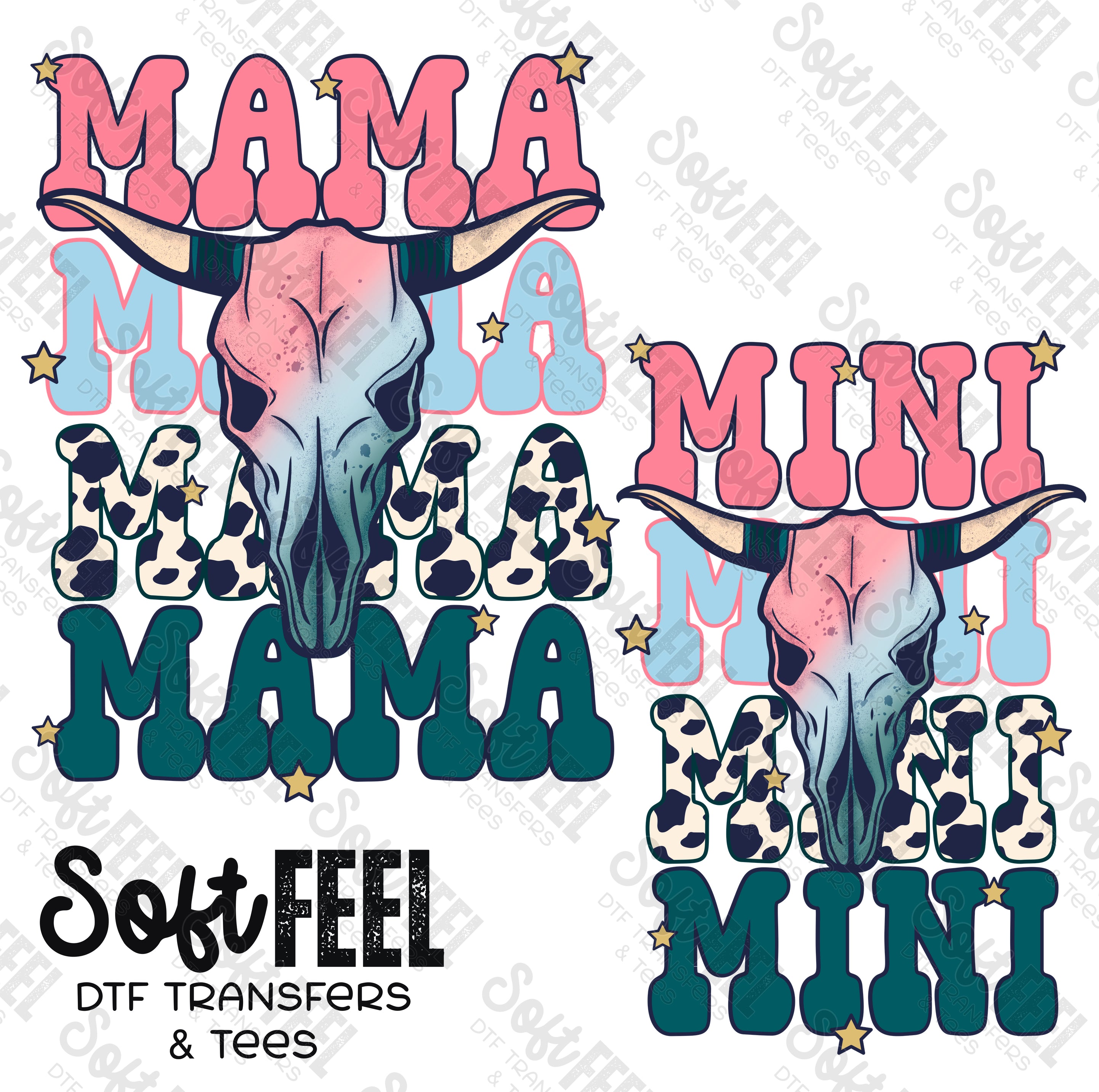 Mama Mini Western - Mama Mini Set / Youth / Women&#39;s - Direct To Film Transfer / DTF - Heat Press Clothing Transfer