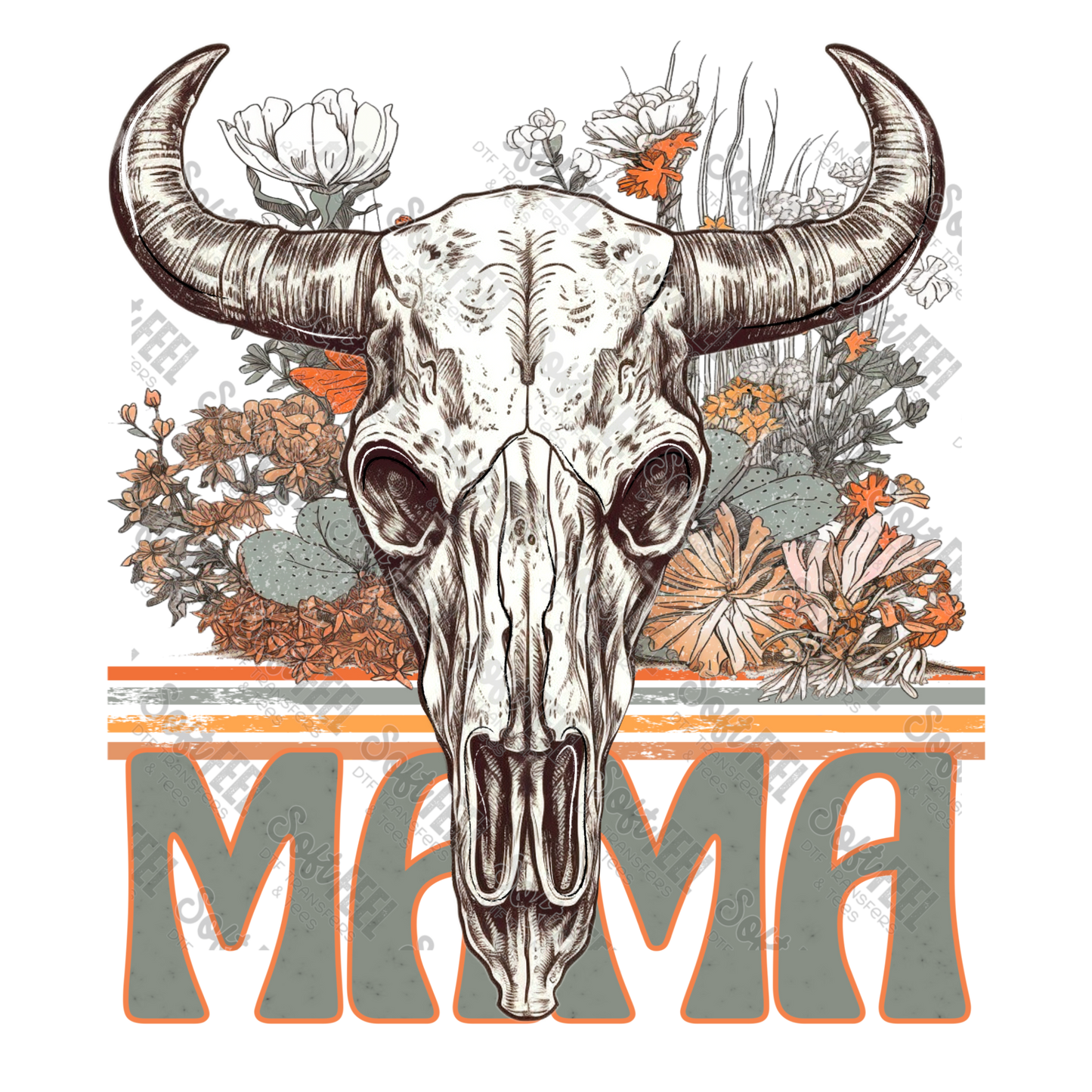 MAMA Skull - Western / Women's - Direct To Film Transfer / DTF - Heat Press Clothing Transfer