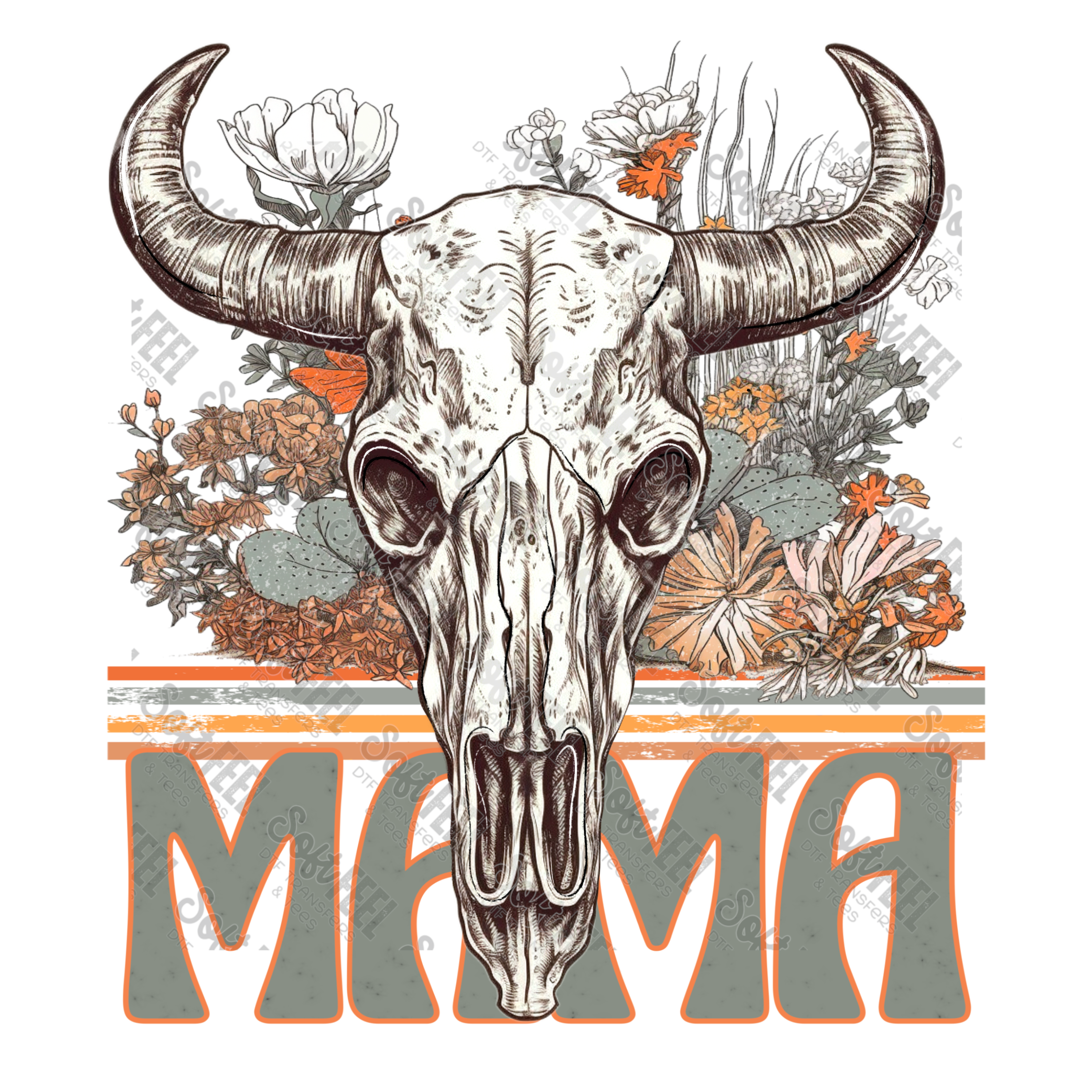 MAMA Skull - Western / Women&#39;s - Direct To Film Transfer / DTF - Heat Press Clothing Transfer