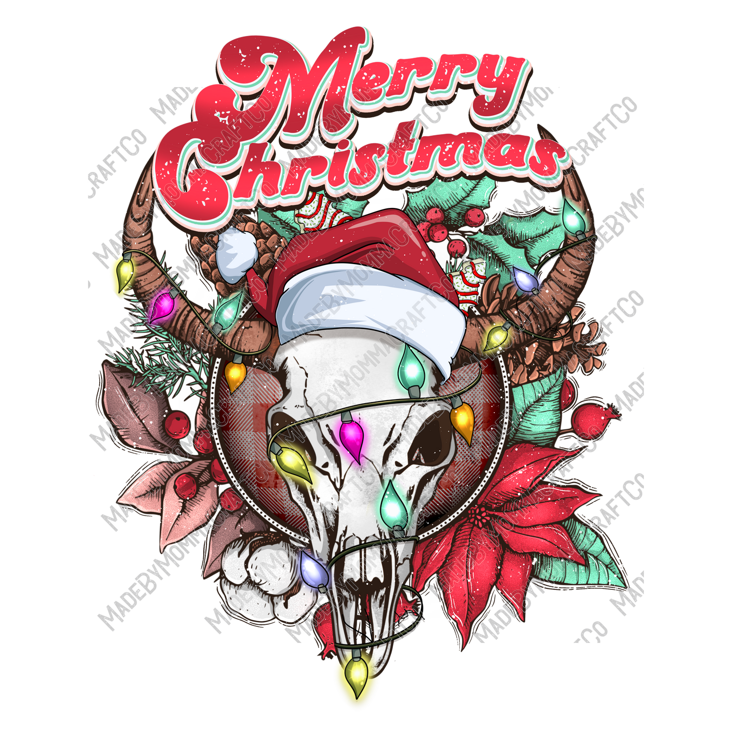 Merry Christmas Boho - Christmas - Cheat Clear Waterslide™ or White Cast Sticker