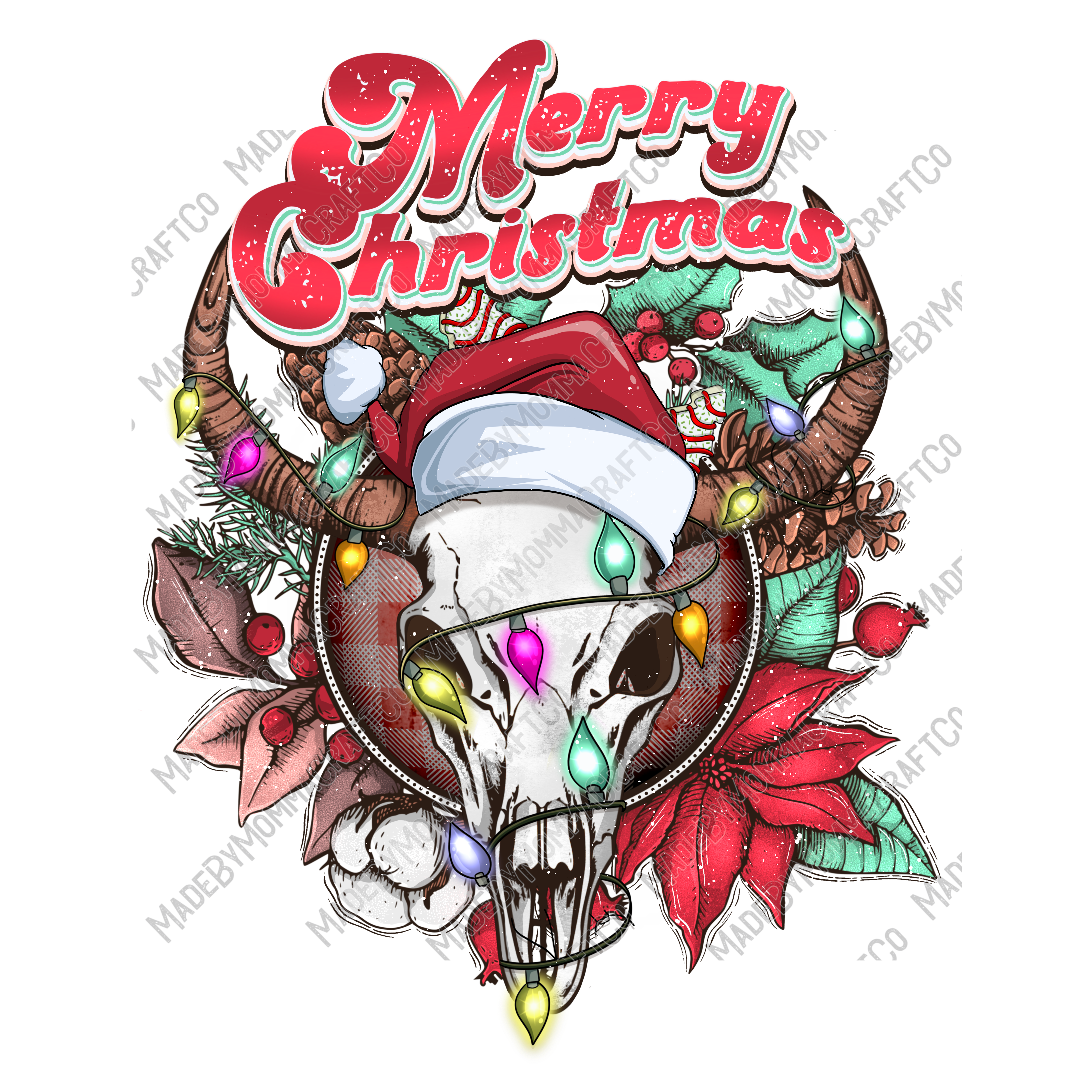 Merry Christmas Boho - Christmas - Cheat Clear Waterslide™ or White Cast Sticker