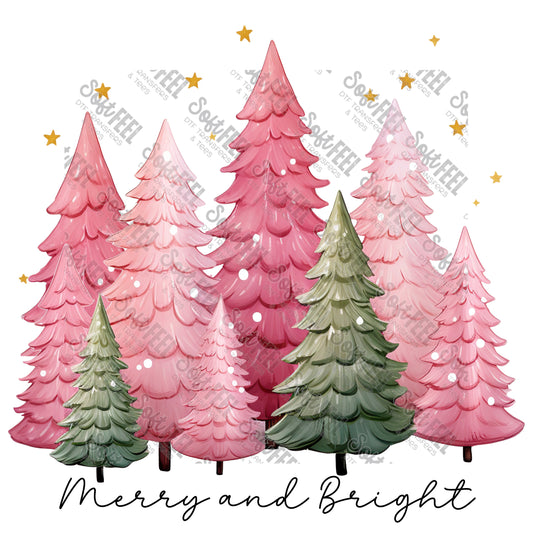 Merry And Bright - Christmas - Direct To Film Transfer / DTF - Heat Press Clothing Transfer
