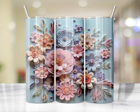 Pastel Quill Flowers 56 Sublimation or Waterslide Wrap - 20oz and 30oz