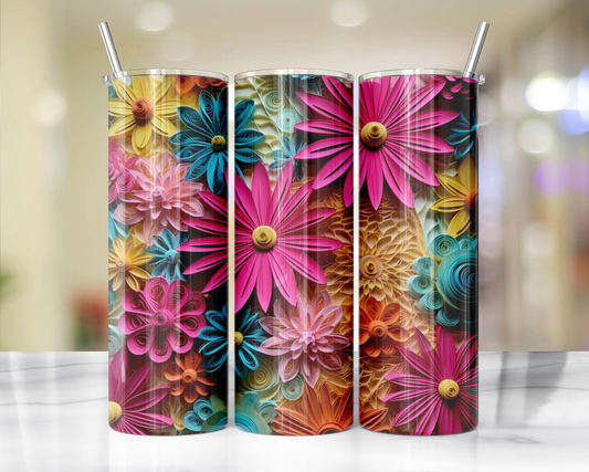 Bright Colored Quill Flowers 60 Sublimation or Waterslide Wrap - 20oz and 30oz
