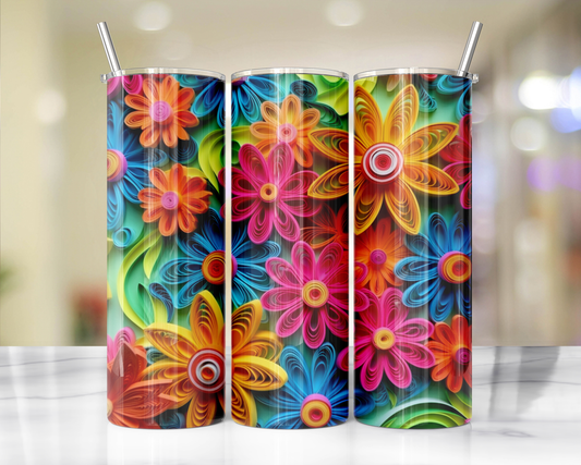 Bright Colored Quill Flowers 75 Sublimation or Waterslide Wrap - 20oz and 30oz